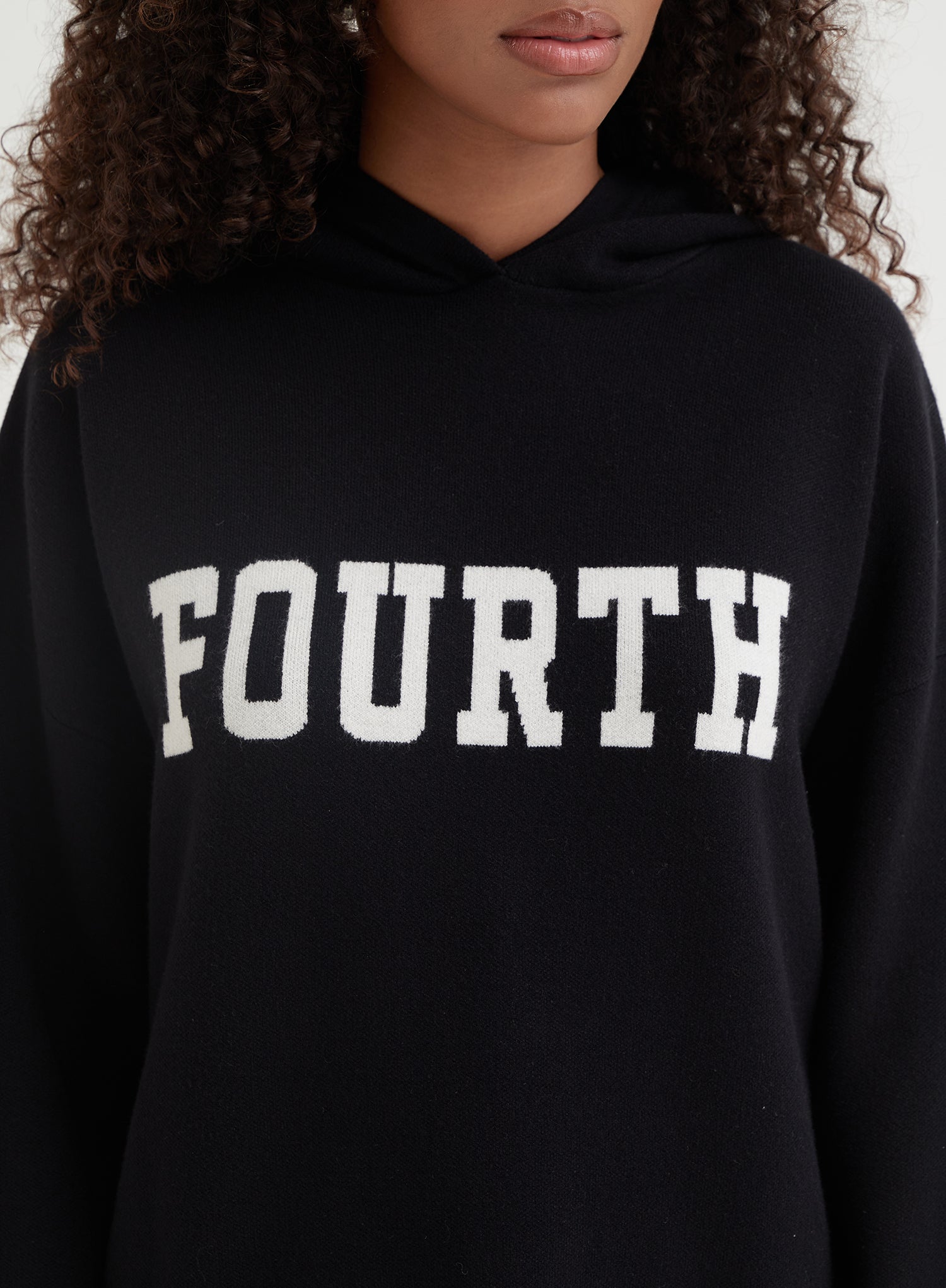 Black Oversized Fourth Knitted Hoodie